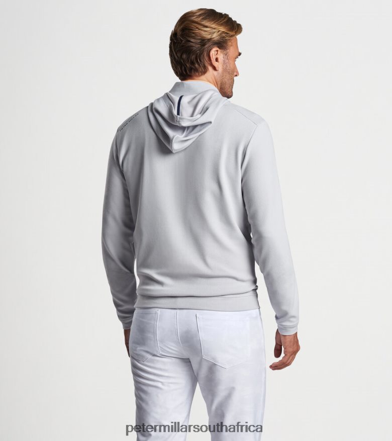 British Grey Men Peter Millar Grid Performance Half-Zip Hoodie Apparel B62P4F751