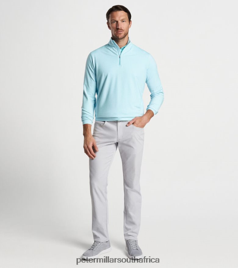 Cabana Blue Men Peter Millar Perth Sugar Stripe Performance Quarter-Zip Apparel B62P4F716