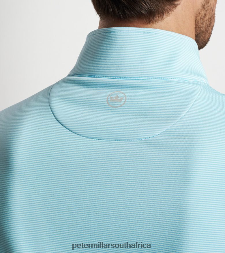 Cabana Blue Men Peter Millar Perth Sugar Stripe Performance Quarter-Zip Apparel B62P4F716