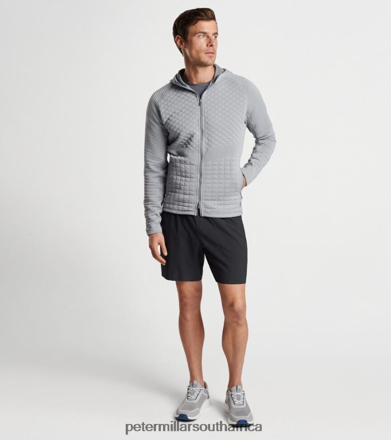 Gale Grey Men Peter Millar Orion Performance Quilted Hoodie Apparel B62P4F739