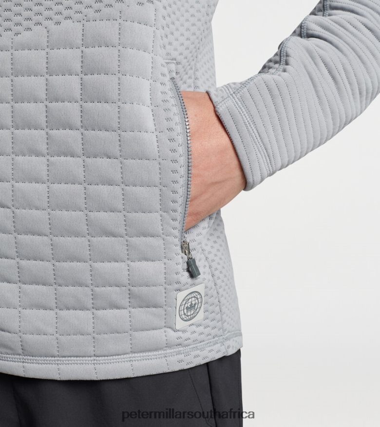 Gale Grey Men Peter Millar Orion Performance Quilted Hoodie Apparel B62P4F739