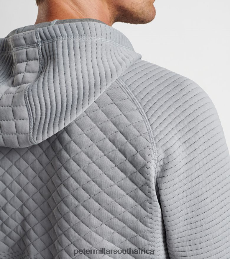 Gale Grey Men Peter Millar Orion Performance Quilted Hoodie Apparel B62P4F739