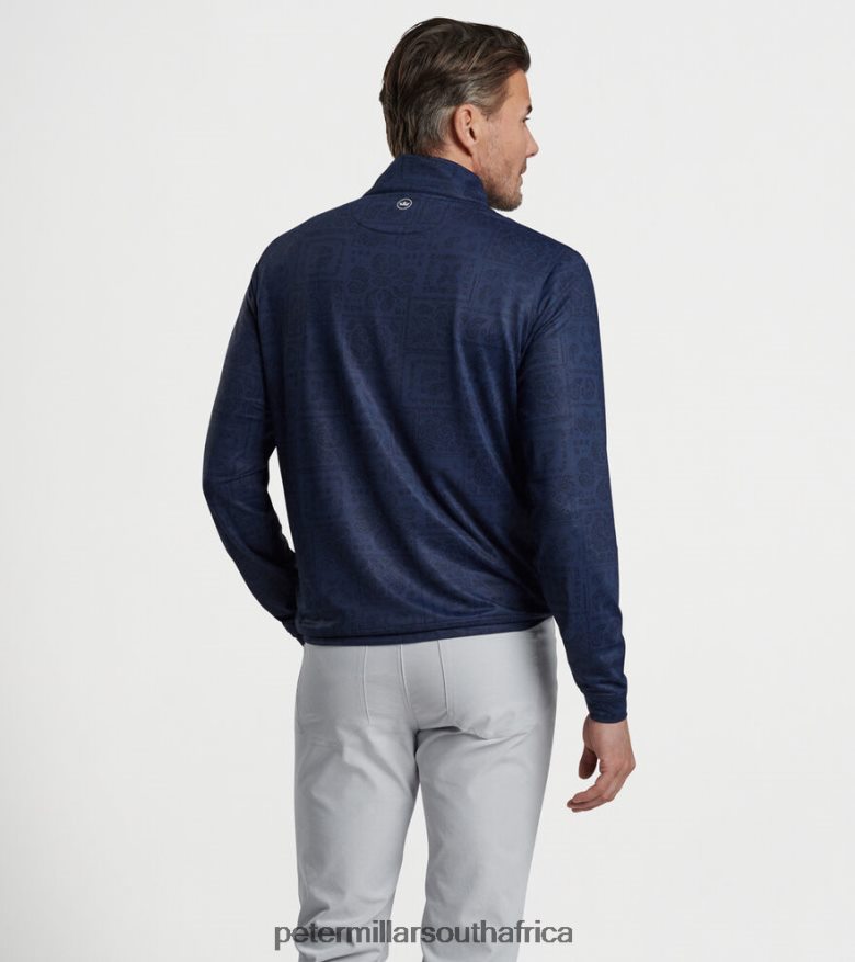 Navy Men Peter Millar Perth Delos Paisley Performance Quarter-Zip Apparel B62P4F780