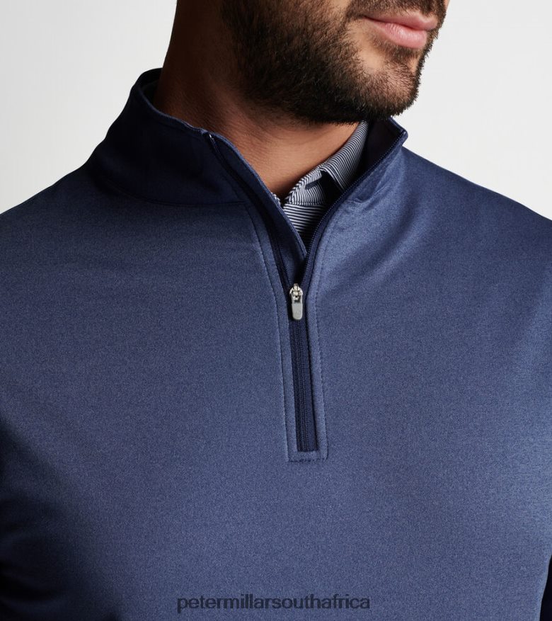 Navy Men Peter Millar Perth Melange Performance Quarter-Zip Apparel B62P4F663