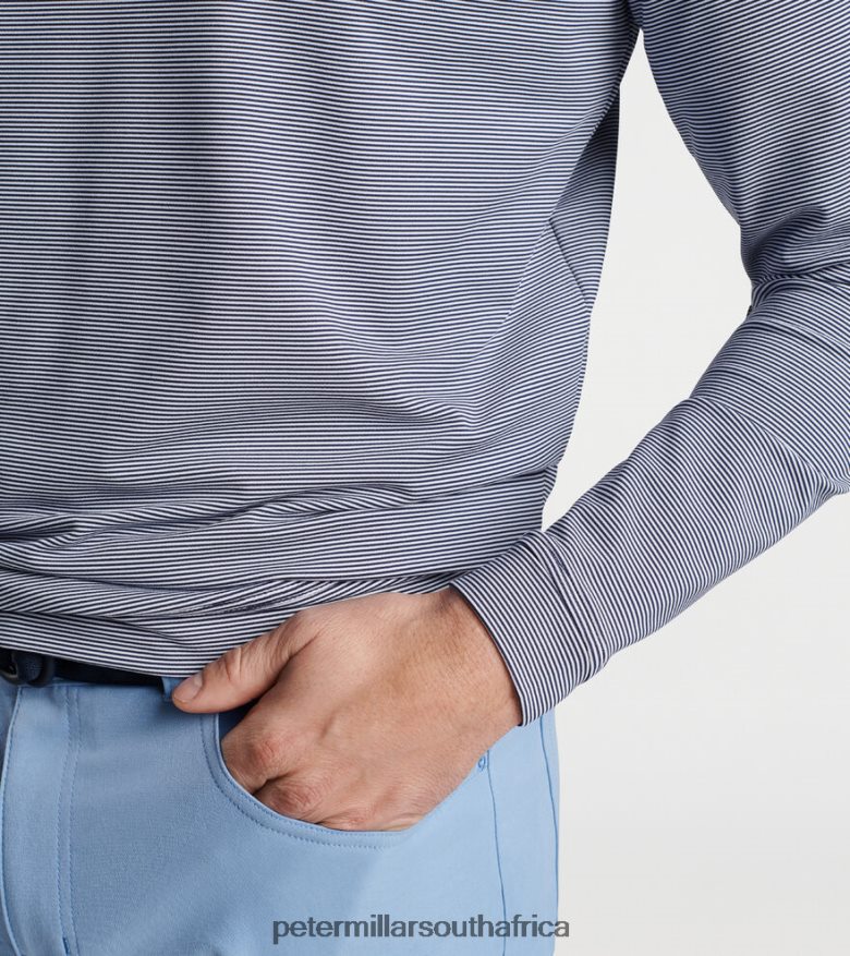 Navy/White Men Peter Millar Perth Sugar Stripe Performance Quarter-Zip Apparel B62P4F715