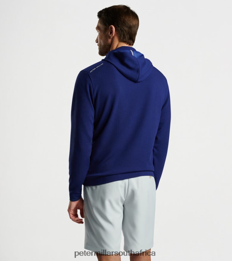 Sport Navy Men Peter Millar Grid Performance Half-Zip Hoodie Apparel B62P4F752