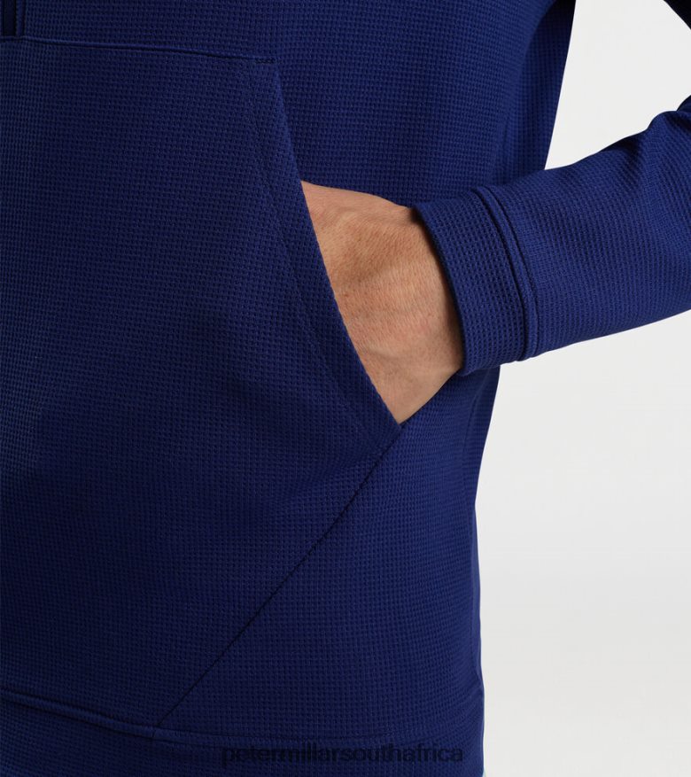 Sport Navy Men Peter Millar Grid Performance Half-Zip Hoodie Apparel B62P4F752