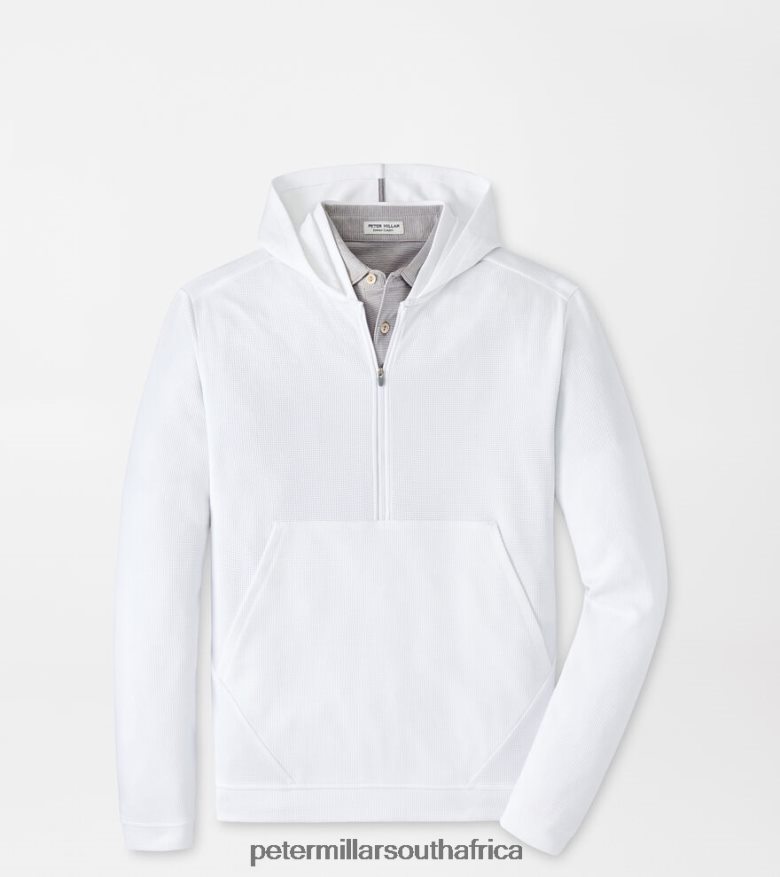 White Men Peter Millar Grid Performance Half-Zip Hoodie Apparel B62P4F753