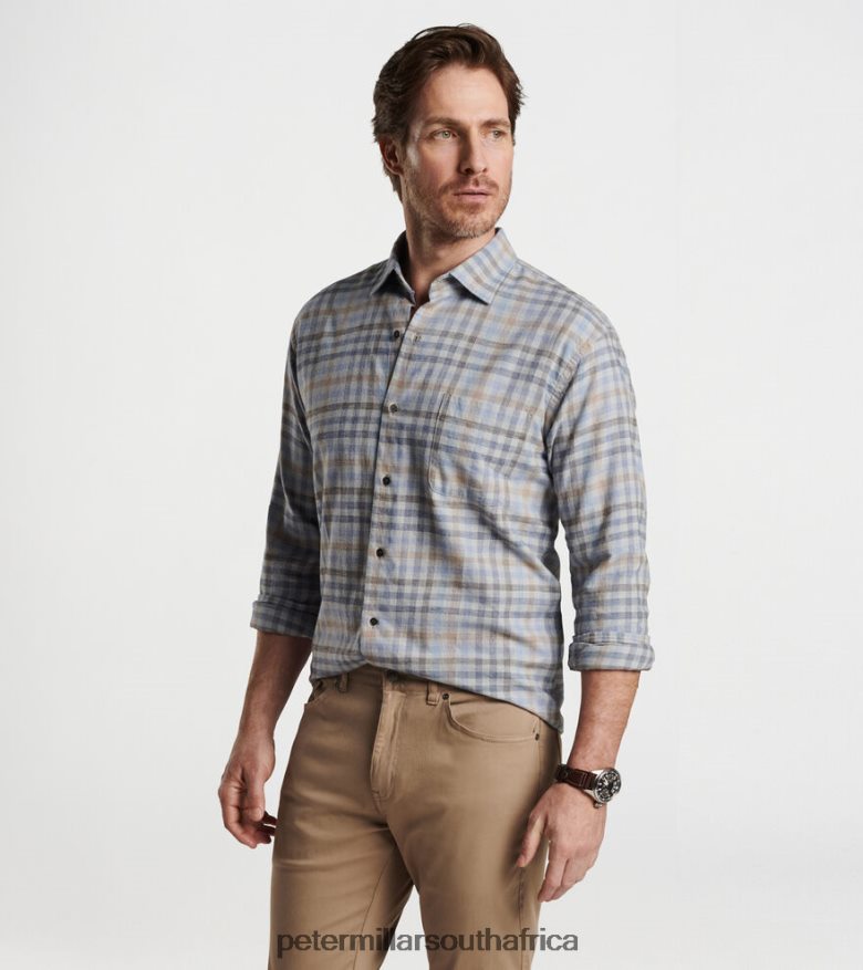 British Grey Men Peter Millar Hill Point Cotton Sport Shirt Apparel B62P4F477