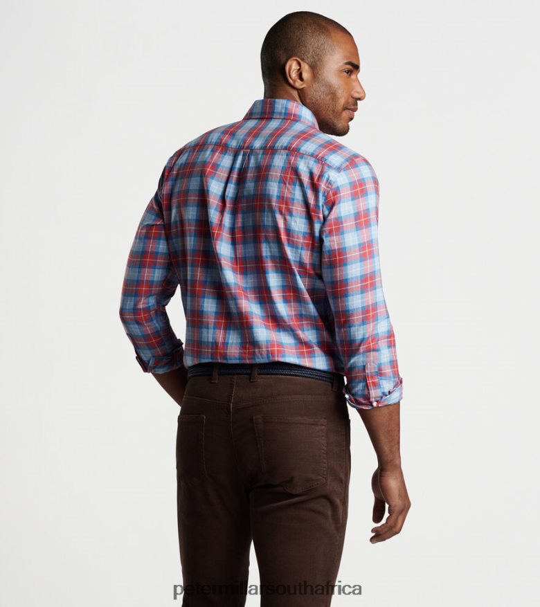 Cottage Blue Men Peter Millar Alton Cotton Sport Shirt Apparel B62P4F465