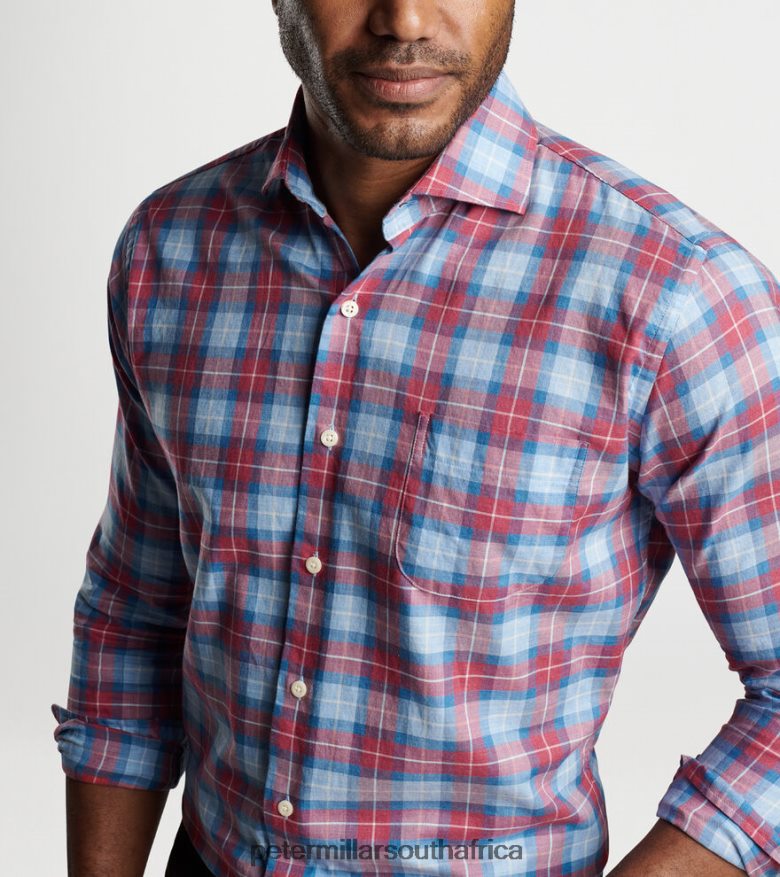 Cottage Blue Men Peter Millar Alton Cotton Sport Shirt Apparel B62P4F465