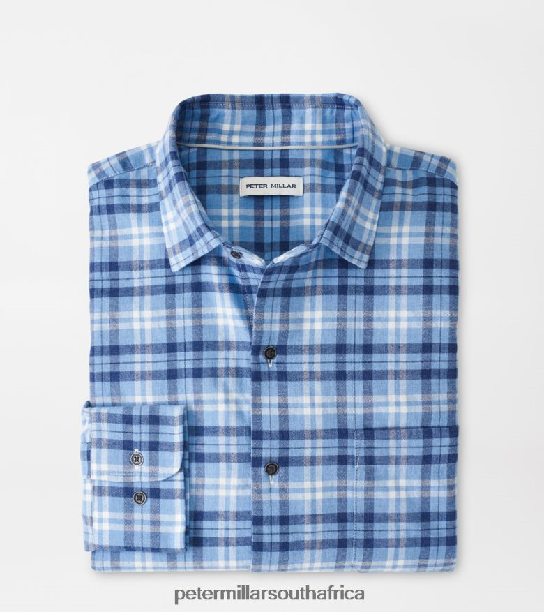 Cottage Blue Men Peter Millar Stone Lake Cotton Sport Shirt Apparel B62P4F457