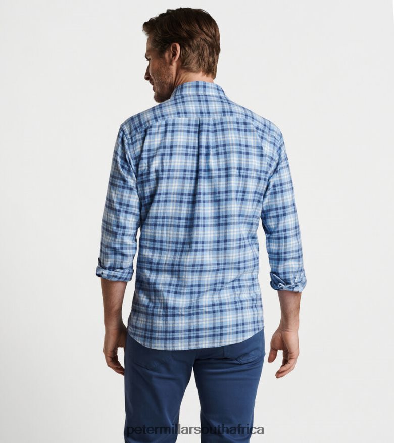 Cottage Blue Men Peter Millar Stone Lake Cotton Sport Shirt Apparel B62P4F457