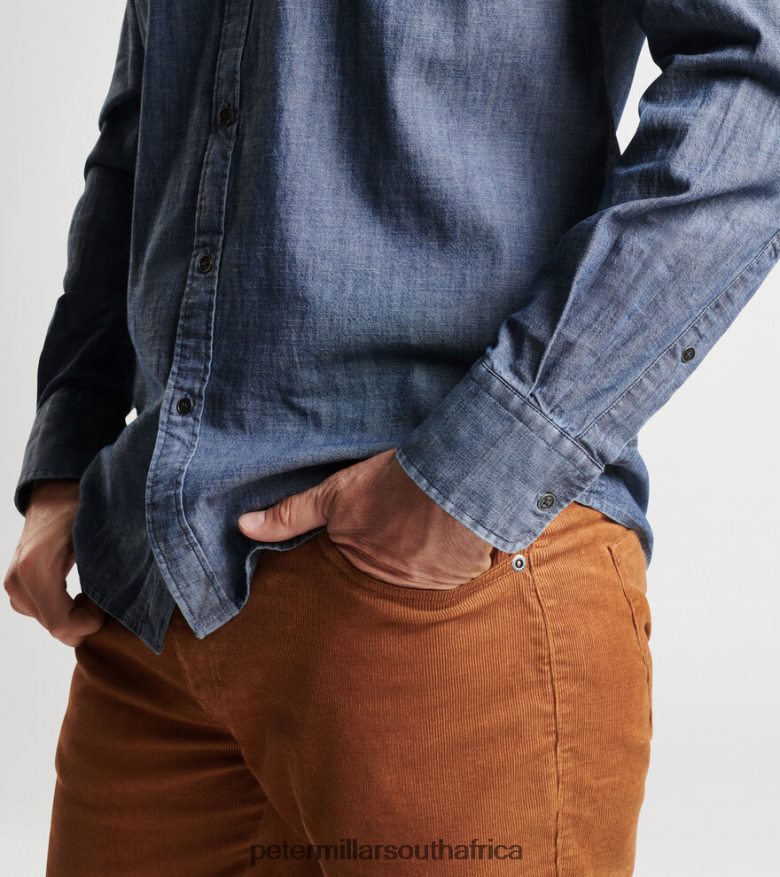 Indigo Men Peter Millar Tamworth Chambray Sport Shirt Apparel B62P4F475