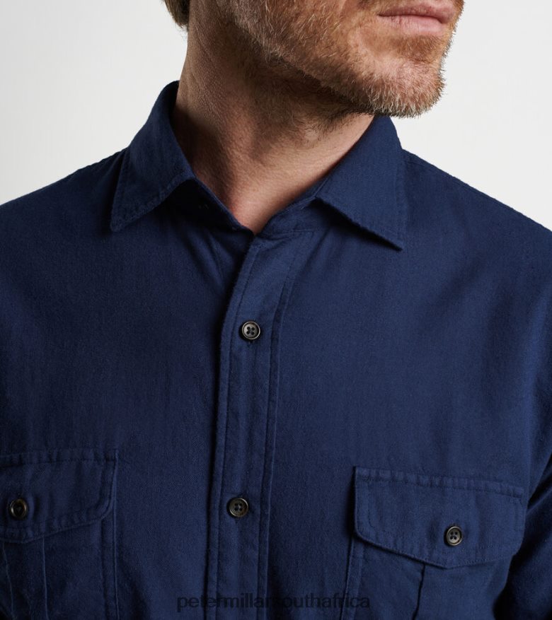 Navy Men Peter Millar Fallside Cotton Sport Shirt Apparel B62P4F495