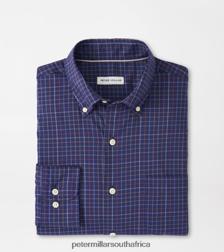 Navy Men Peter Millar Fenton Cotton-Stretch Sport Shirt Apparel B62P4F450