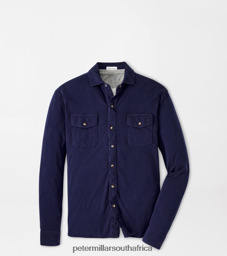 Navy Men Peter Millar Lava Wash Snap Front Shirt Apparel B62P4F460