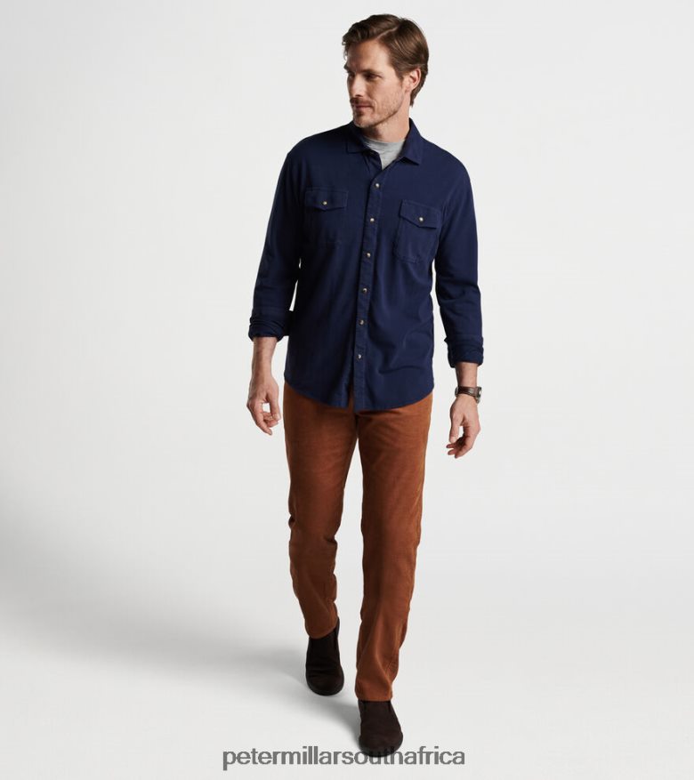 Navy Men Peter Millar Lava Wash Snap Front Shirt Apparel B62P4F460