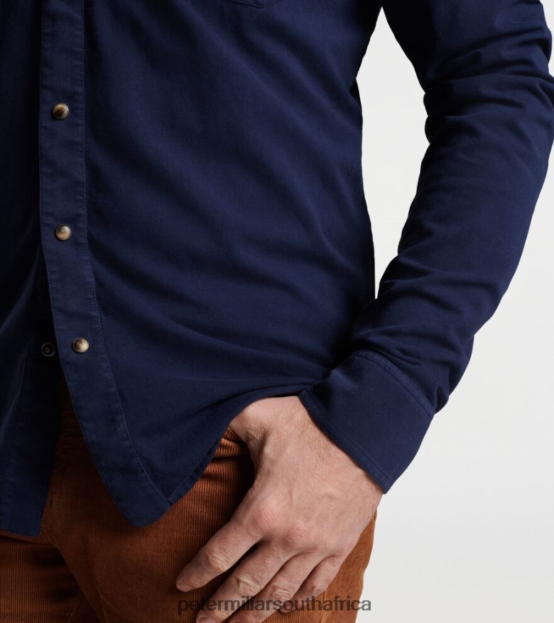 Navy Men Peter Millar Lava Wash Snap Front Shirt Apparel B62P4F460