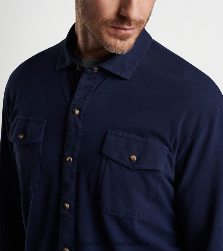 Navy Men Peter Millar Lava Wash Snap Front Shirt Apparel B62P4F460