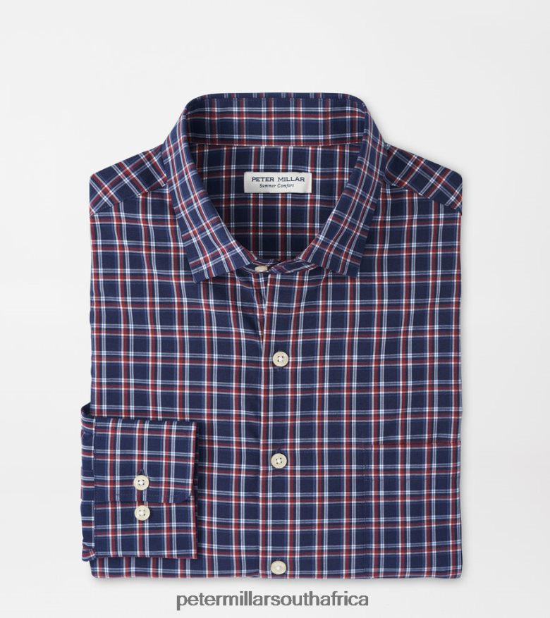 Navy Men Peter Millar Sylvan Performance Poplin Sport Shirt Apparel B62P4F501