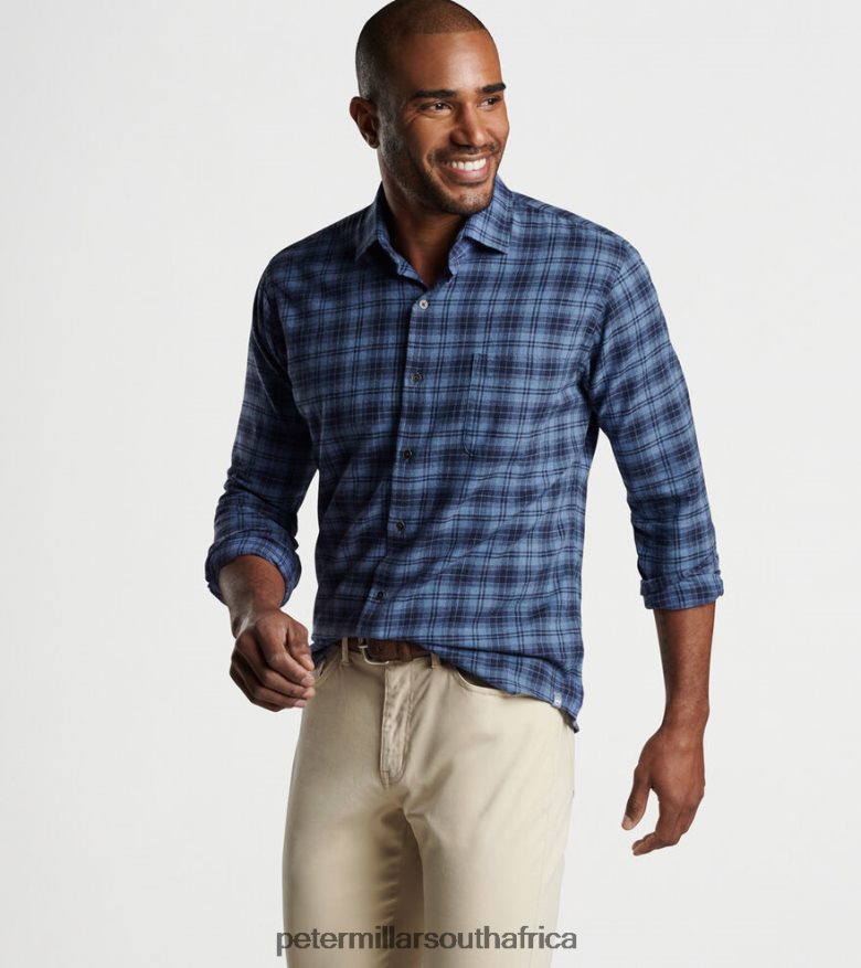 Twilight Blue Men Peter Millar Crestline Cotton Sport Shirt Apparel B62P4F484