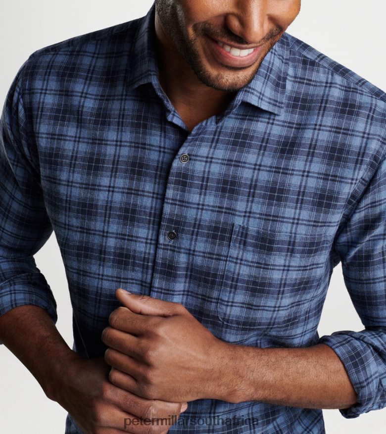 Twilight Blue Men Peter Millar Crestline Cotton Sport Shirt Apparel B62P4F484