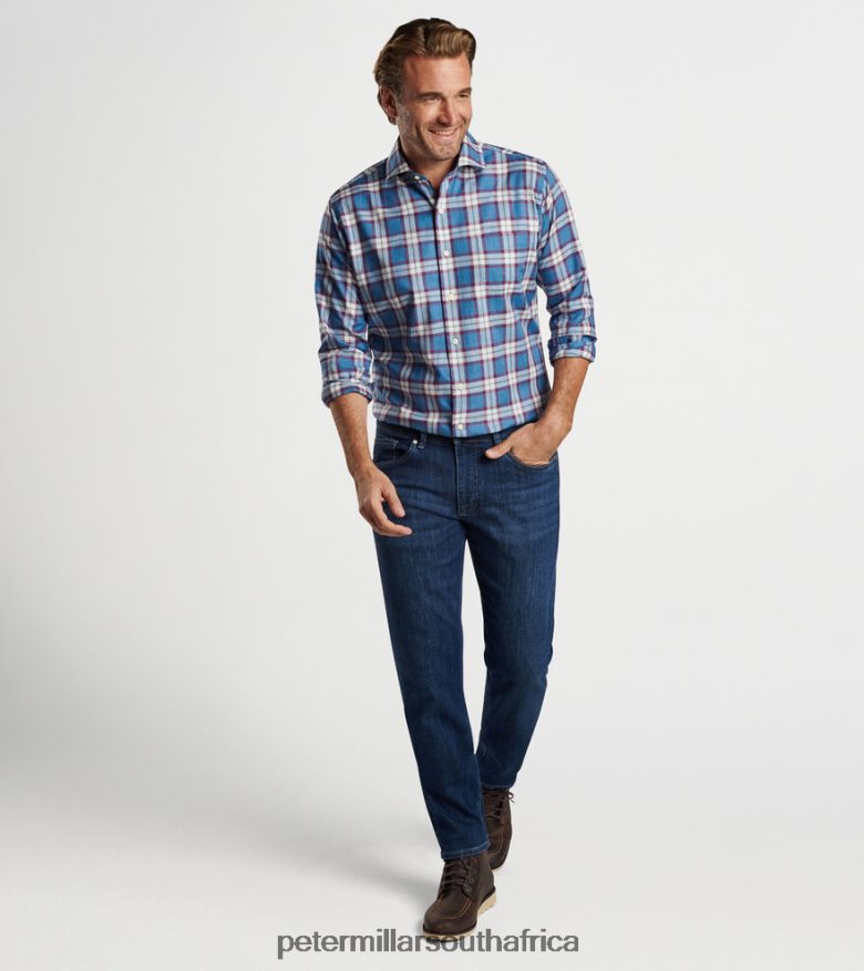 Twilight Blue Men Peter Millar Ellis Cotton Sport Shirt Apparel B62P4F503