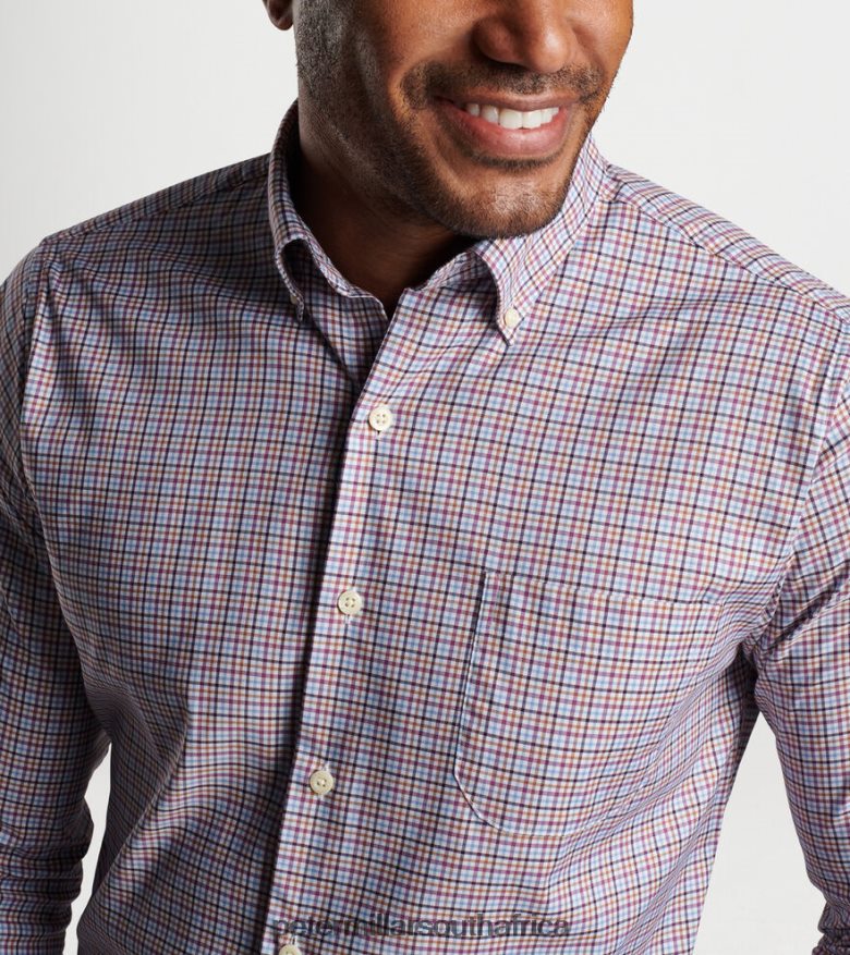 Twilight Blue Men Peter Millar Market Cotton-Stretch Sport Shirt Apparel B62P4F498