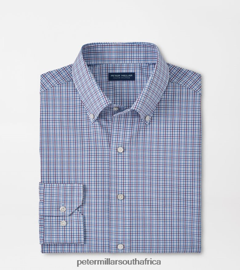 Vintage Indigo Men Peter Millar Fitch Performance Poplin Sport Shirt Apparel B62P4F476