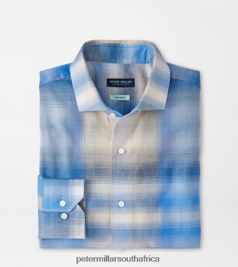 Vintage Indigo Men Peter Millar Goodman Italian Flannel Sport Shirt Apparel B62P4F506