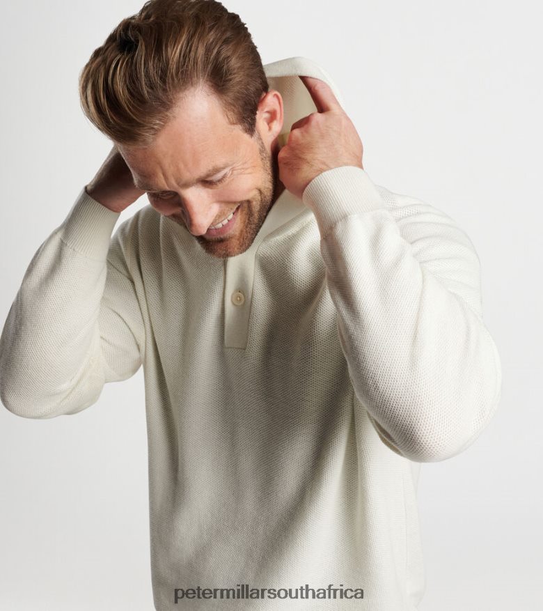 Almond Men Peter Millar Hickory Henley Hoodie Sweater Apparel B62P4F637