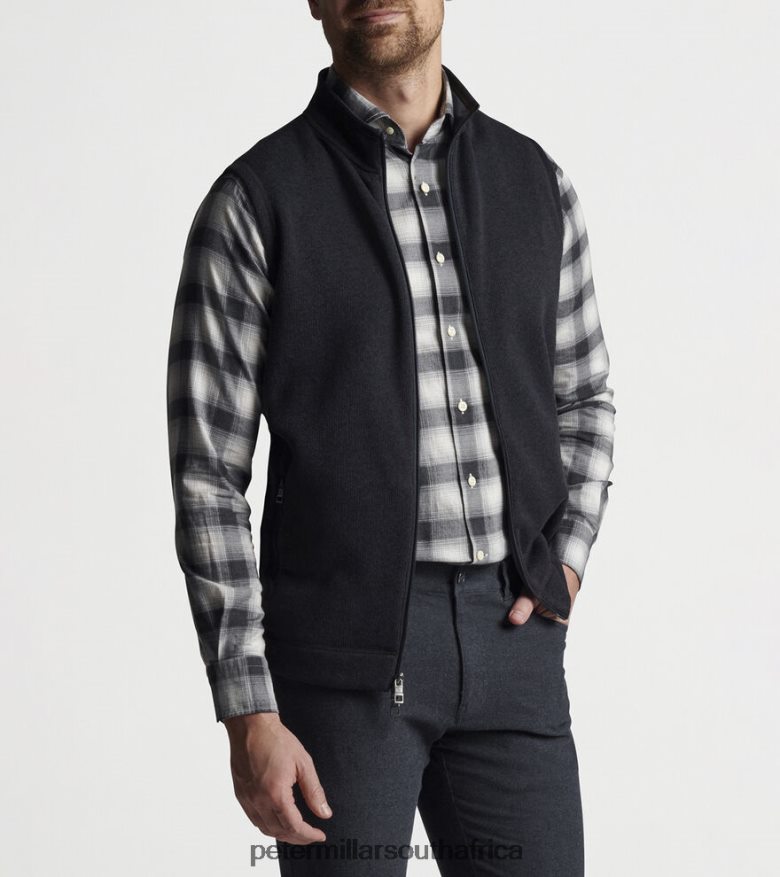 Black Men Peter Millar Crown Sweater Fleece Vest Apparel B62P4F544