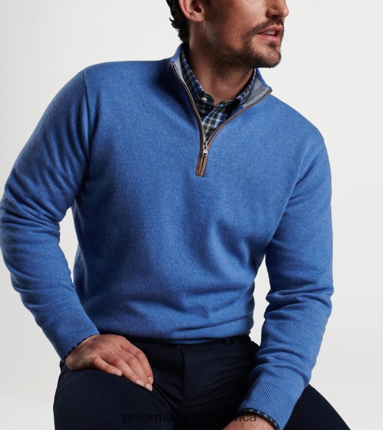 Blue Men Peter Millar Artisan Crafted Cashmere Flex Quarter-Zip Apparel B62P4F521