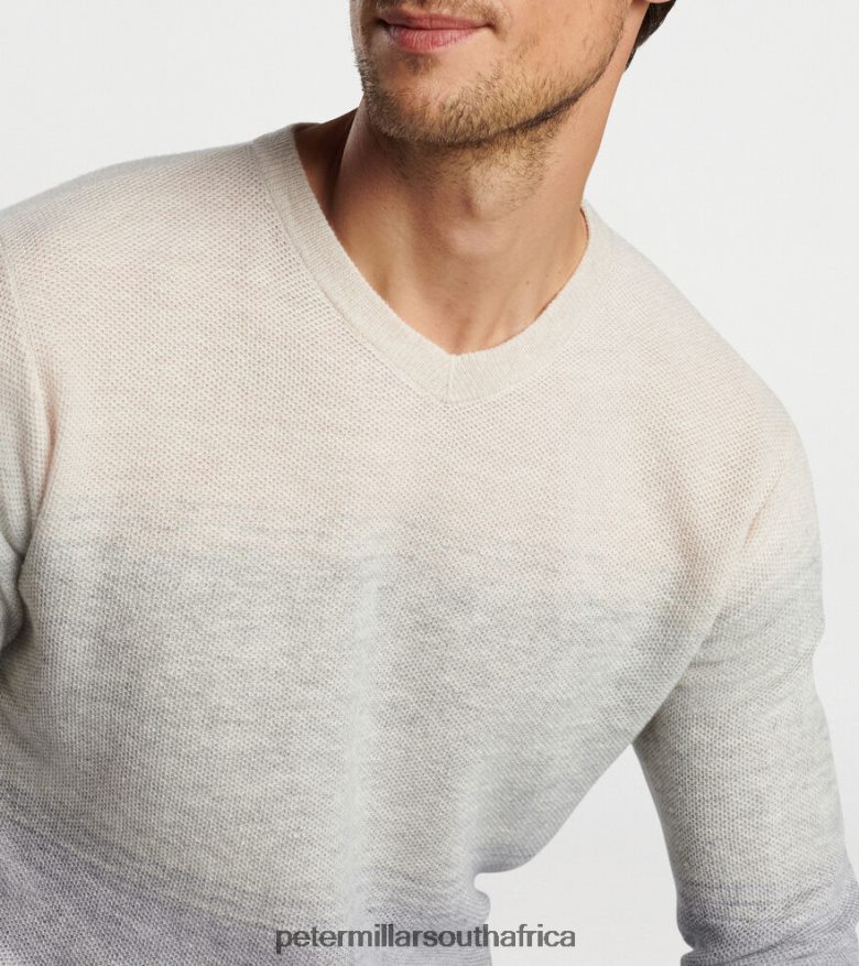 British Grey Men Peter Millar Camden High V Striped Sweater Apparel B62P4F626