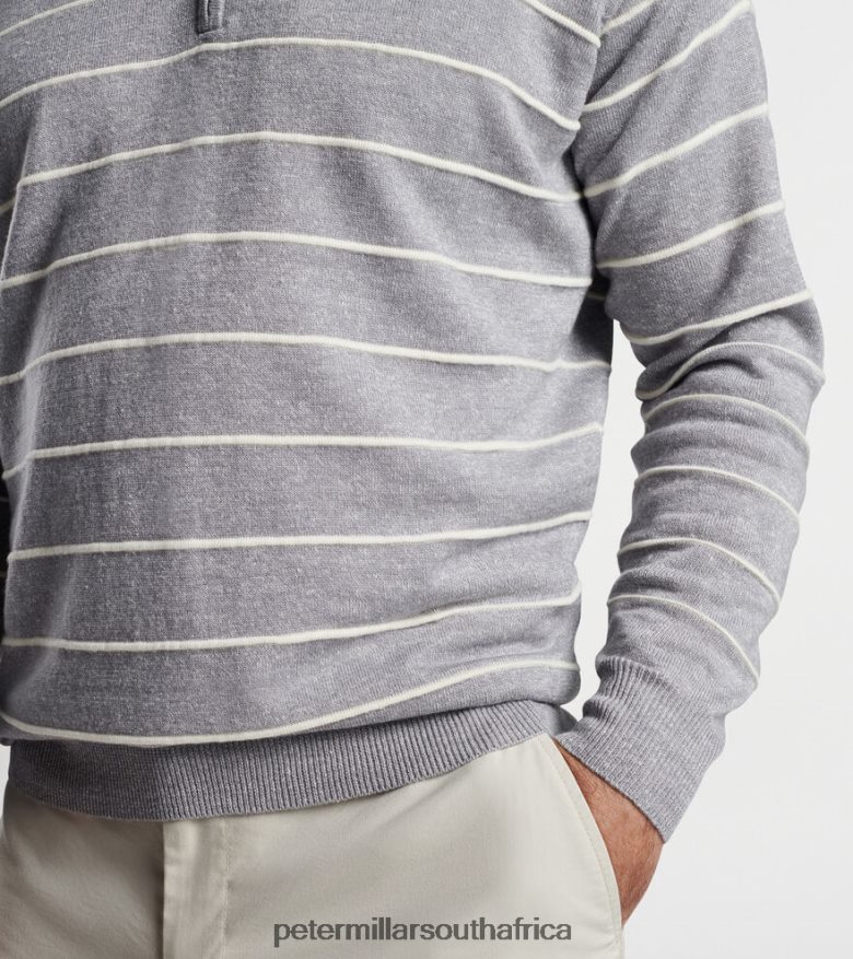 British Grey Men Peter Millar Eastham Striped Quarter-Zip Sweater Apparel B62P4F635
