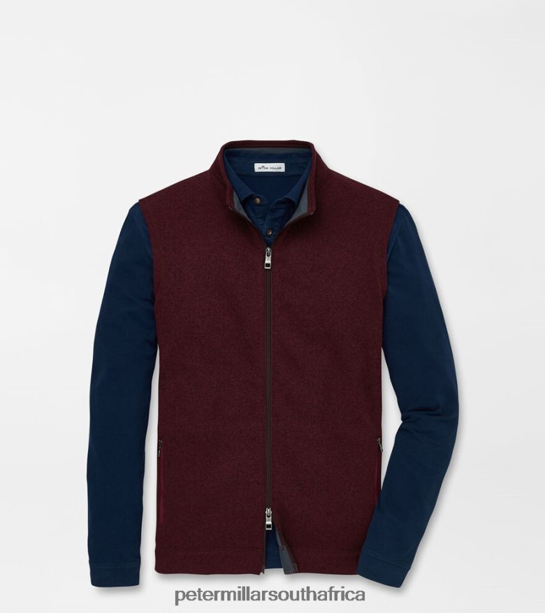 Claret Men Peter Millar Crown Sweater Fleece Vest Apparel B62P4F545