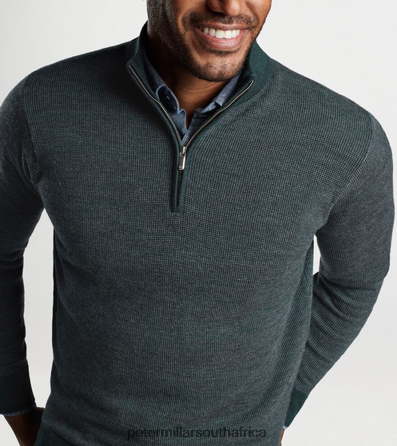 Green Men Peter Millar Breaker Birdseye Quarter-Zip Apparel B62P4F553
