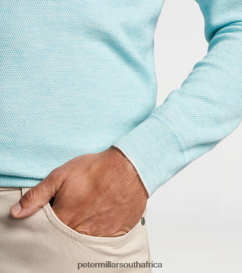 Iced Aqua Men Peter Millar Voyager Cashmere-Silk Saddle Shoulder Crew Apparel B62P4F627