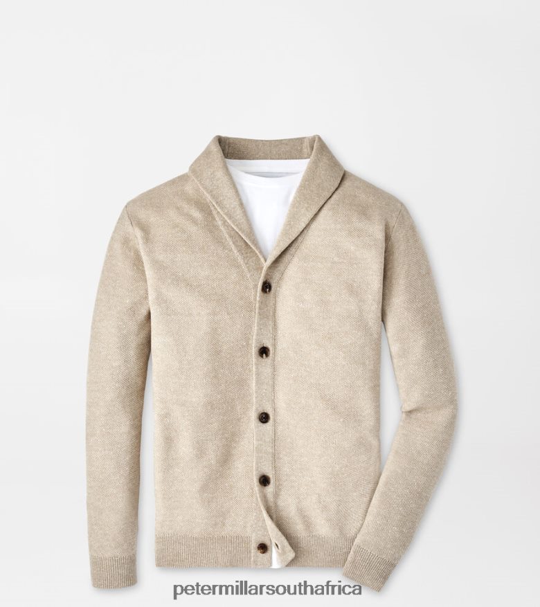 Khaki Men Peter Millar Boothbay Shawl Cardigan Sweater Apparel B62P4F630
