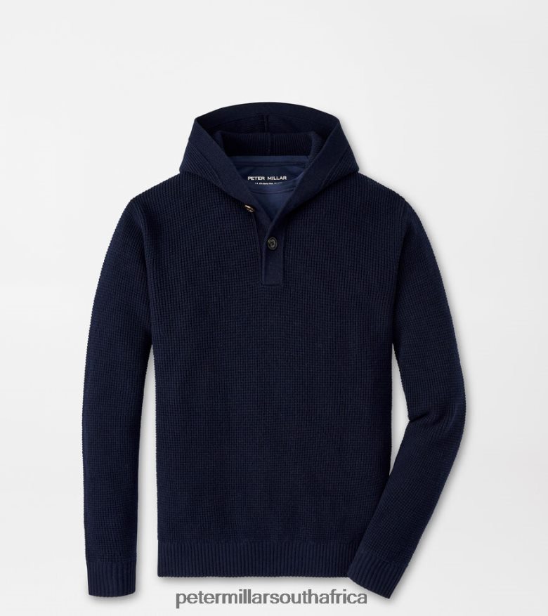 Navy Men Peter Millar Alpine Henley Hoodie Apparel B62P4F608