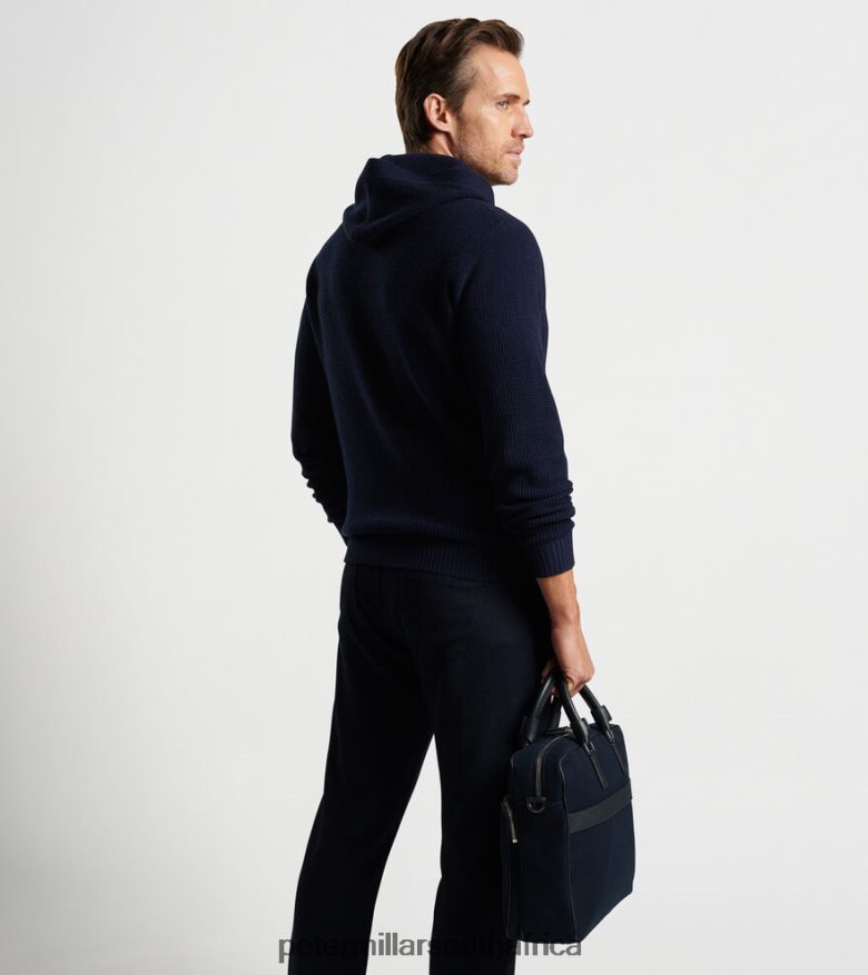 Navy Men Peter Millar Alpine Henley Hoodie Apparel B62P4F608