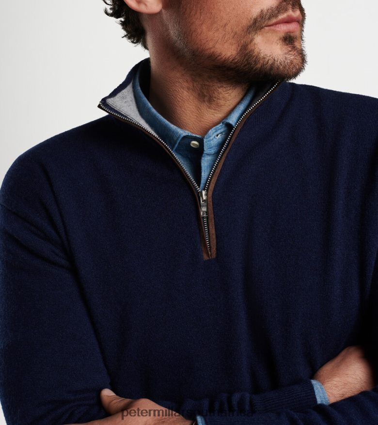 Navy Men Peter Millar Artisan Crafted Cashmere Flex Quarter-Zip Apparel B62P4F517