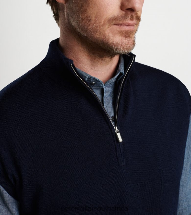 Navy Men Peter Millar Autumn Crest Quarter-Zip Vest Apparel B62P4F539