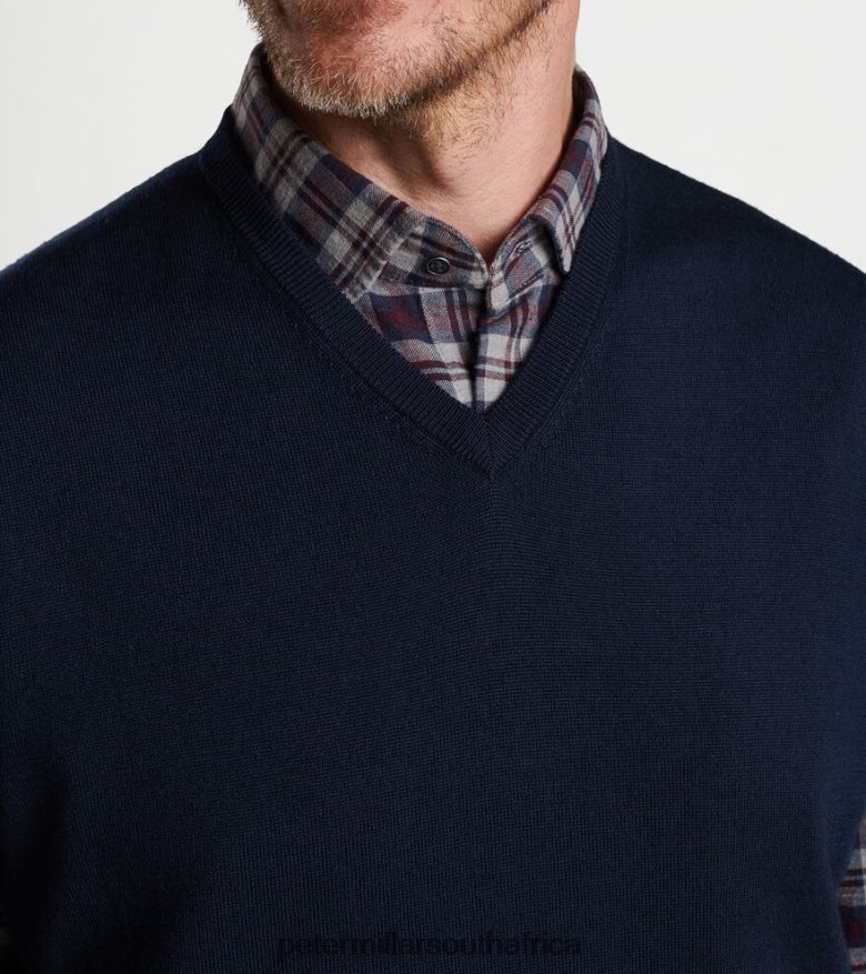 Navy Men Peter Millar Autumn Crest V-Neck Vest Apparel B62P4F543