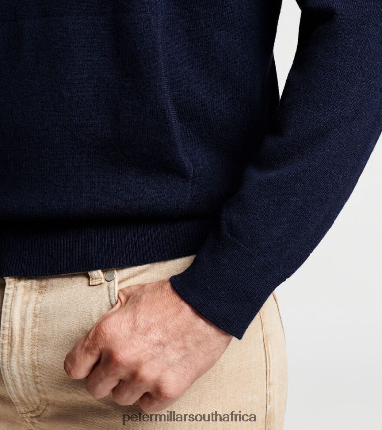 Navy Men Peter Millar Conway Wool Cashmere Popover Hoodie Apparel B62P4F551