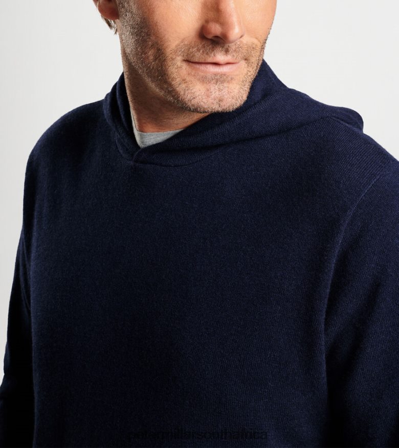 Navy Men Peter Millar Conway Wool Cashmere Popover Hoodie Apparel B62P4F551