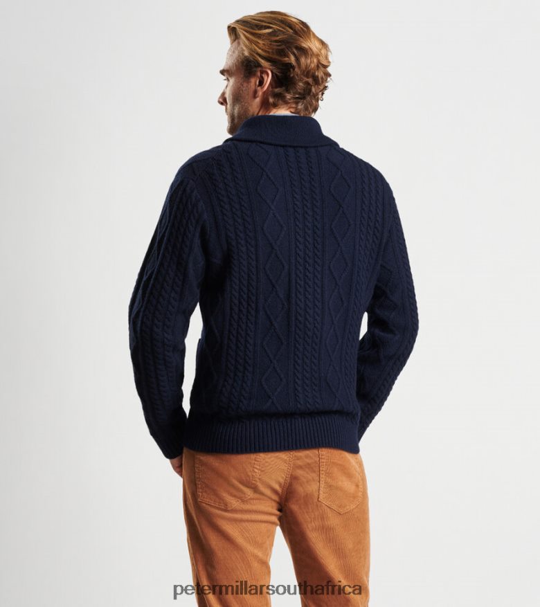 Navy Men Peter Millar Fisherman's Cable Shawl Collar Cardigan Apparel B62P4F603