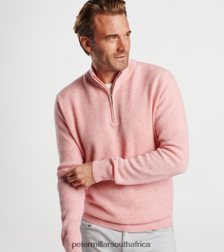 Palmer Pink Men Peter Millar Harbour Cashmere Linen Quarter Zip Apparel B62P4F566
