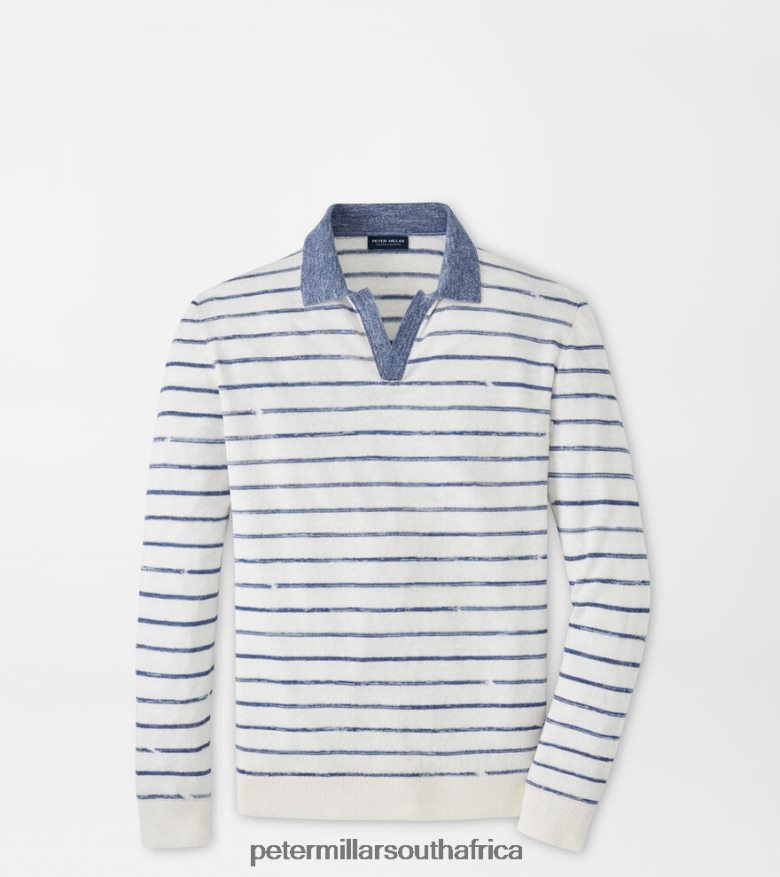 Regatta Blue Men Peter Millar Trieste Riviera Collar Sweater Apparel B62P4F634